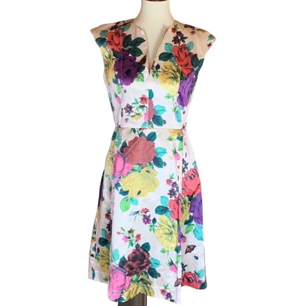 Sandra Angelozzi silk and cotton blend floral print dress